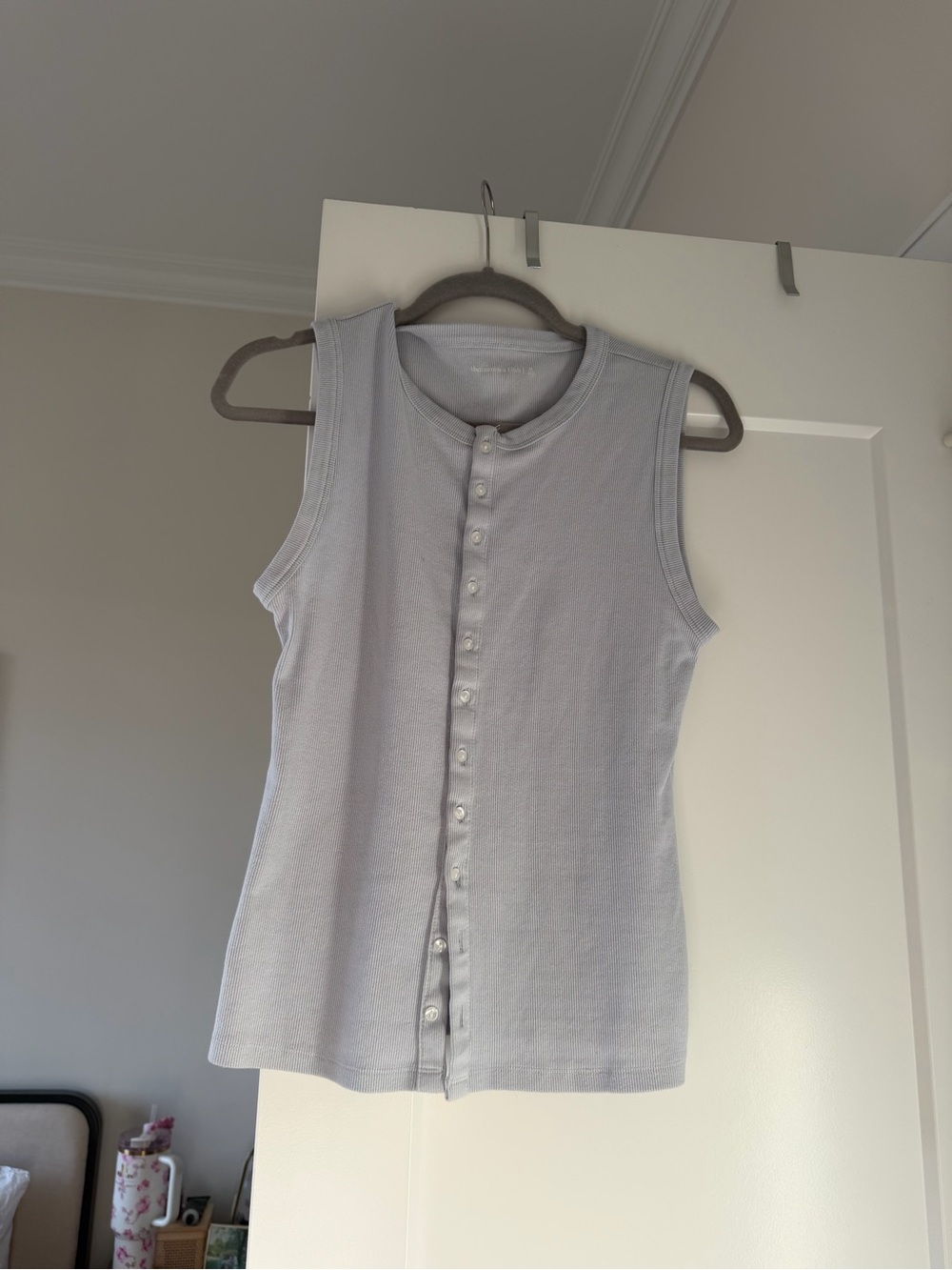 Abercrombie & Fitch Baby Blue Ribbed Button-Front Tank